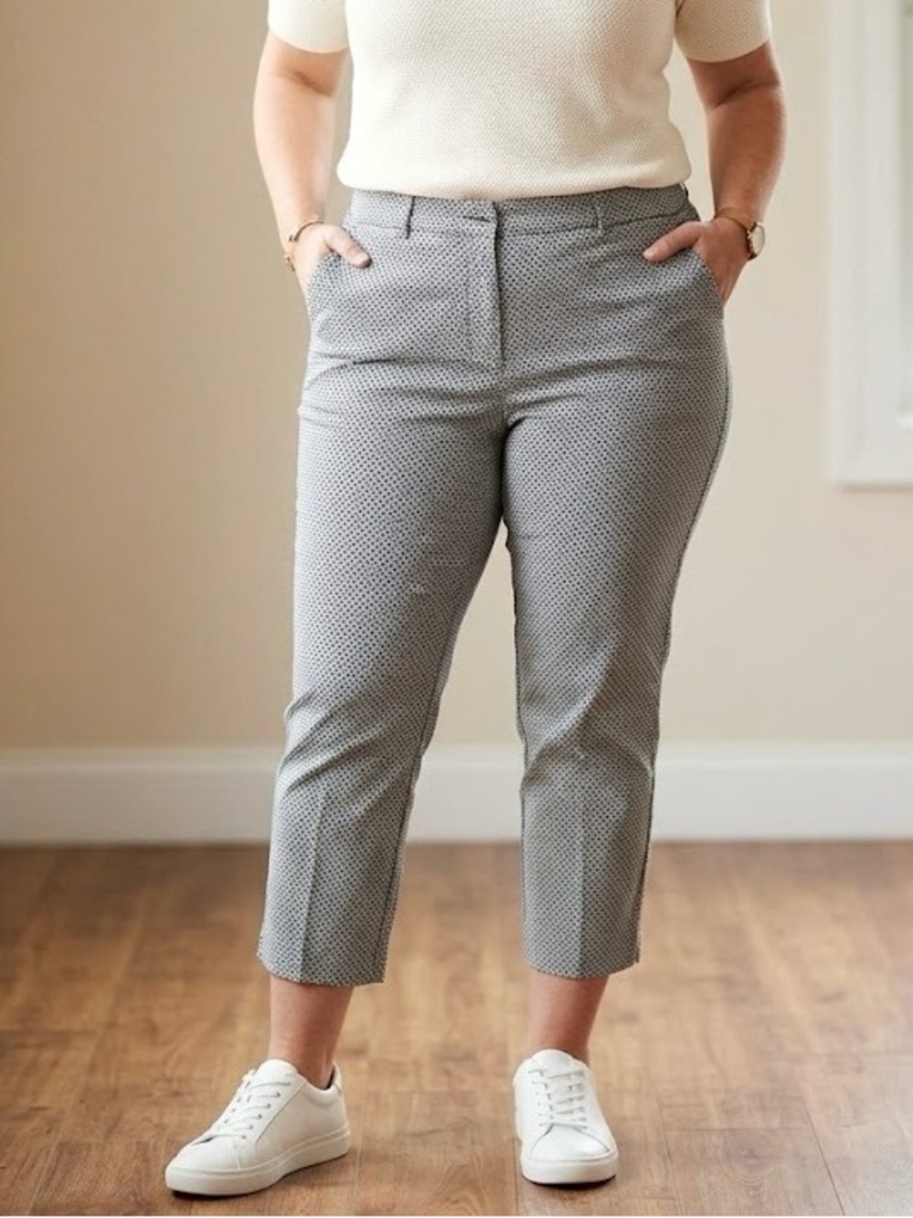Hilary Radley Geometric Optical Print Capri Pants Size 18 Tummy Control Stretch